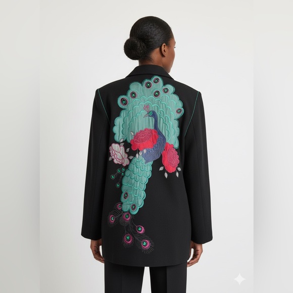 VINTAGE JANICE WAINWRIGHT PEACOCK 🦚 JACKET TOP - Picture 3 of 10